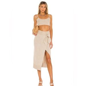 Camila Coelho Mimmi brown tan midi slit wrap skirt size small